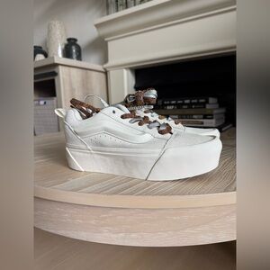 Vans|Knu stack platform sneakers in White with Multicolor Laces,size7.5•••NWT